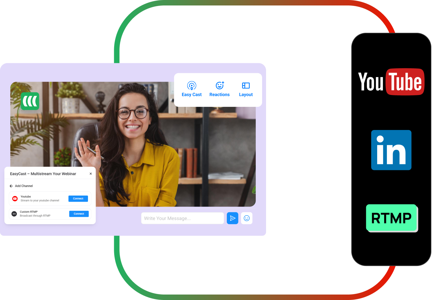 Professional woman using headset for webinar